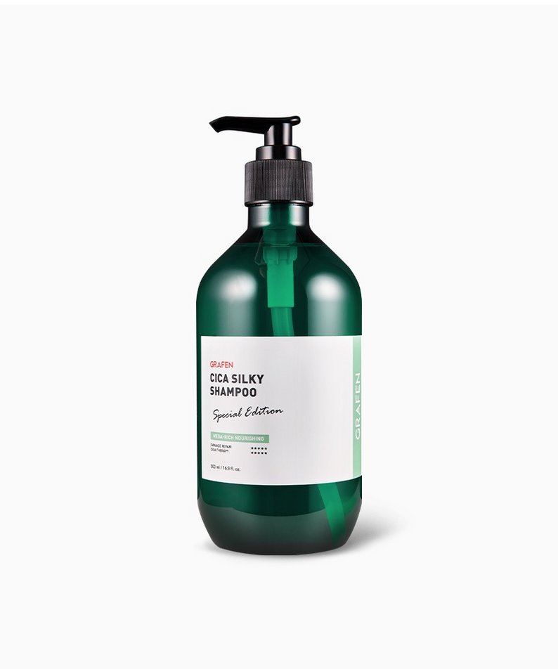 GRAFEN Cica Silky Shampoo 500ml by Gentleman Korea – green pump bottle for men's hair care, soothing cica formula