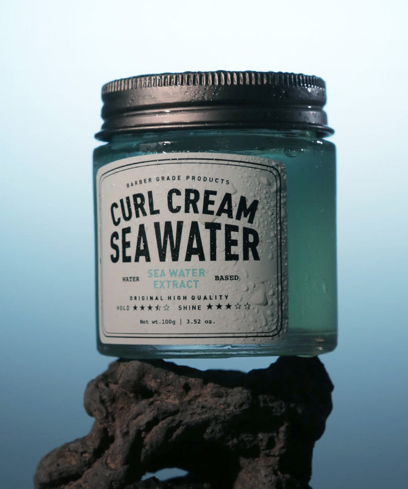 GRAFEN Curl Cream Sea Water 100g jar on rock background — Gentleman Korea premium men’s styling cream