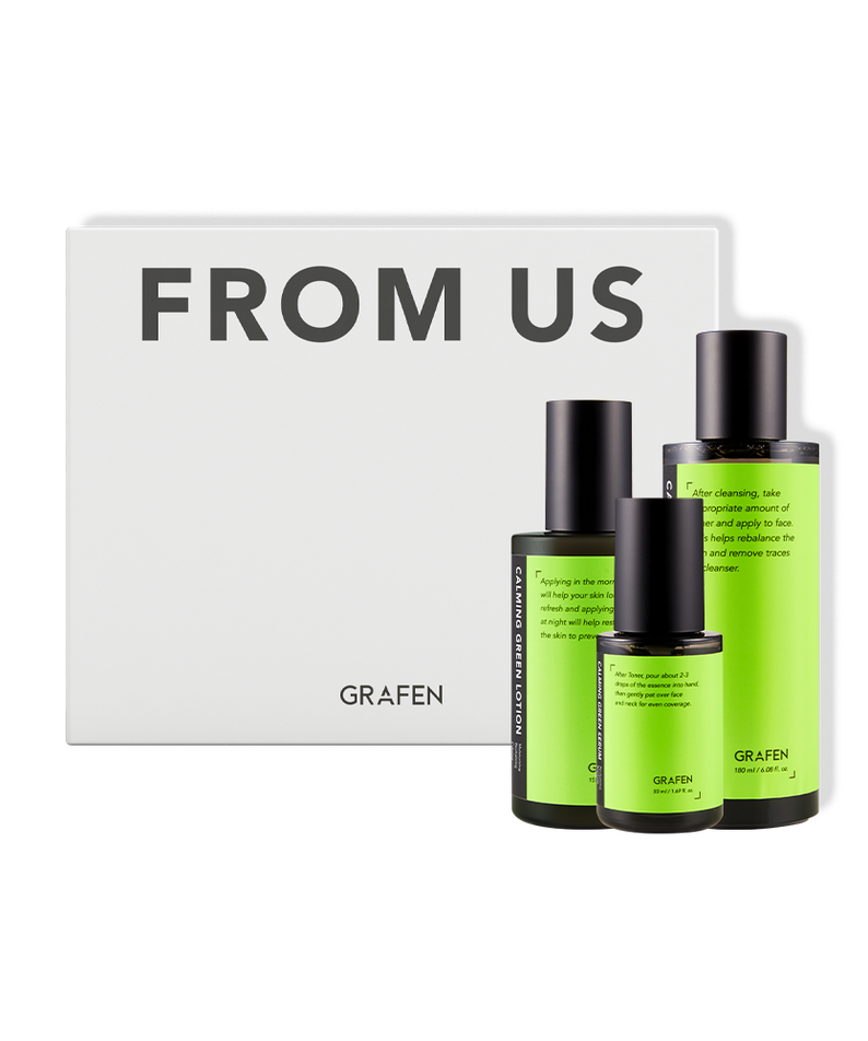 GRAFEN From Us Calming Green Skin Care Gift Set by Gentleman Korea — men’s calming green skincare trio in box