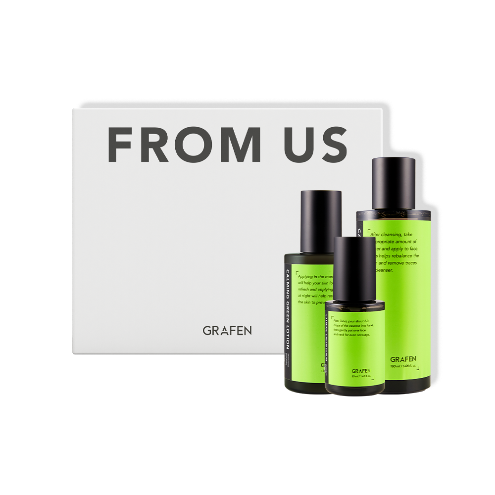 GRAFEN From Us Calming Green Skin Care Gift Set by Gentleman Korea — men’s calming green skincare trio in box