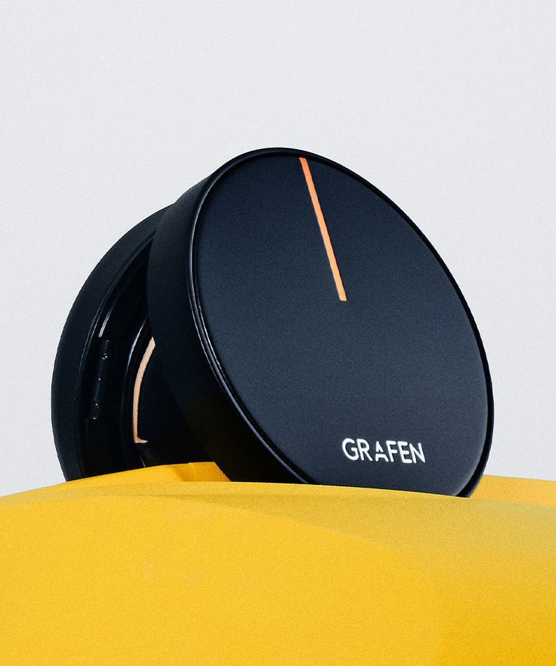 GRAFEN Handsome Cover Cushion 14g compact cushion foundation for men by Gentleman Korea, sleek black case with orange stripe