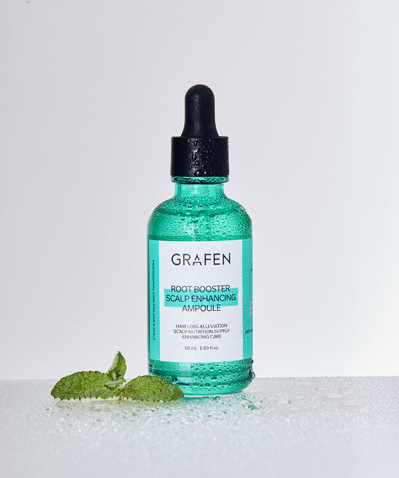 GRAFEN Root Booster Ampoule 50ml product shot by Gentleman Korea – green scalp enhancing ampoule bottle with dropper for men’s hair care