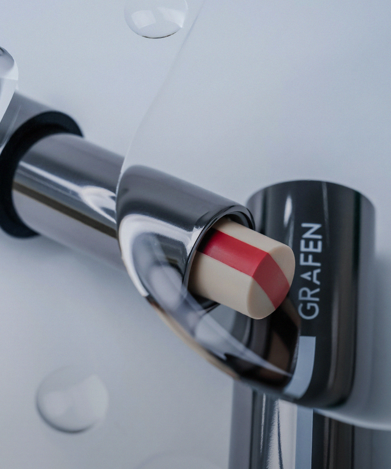 GRAFEN Triple Lip 3.9g red-beige dual-tone lip balm in sleek black tube by Gentleman Korea for men’s skincare