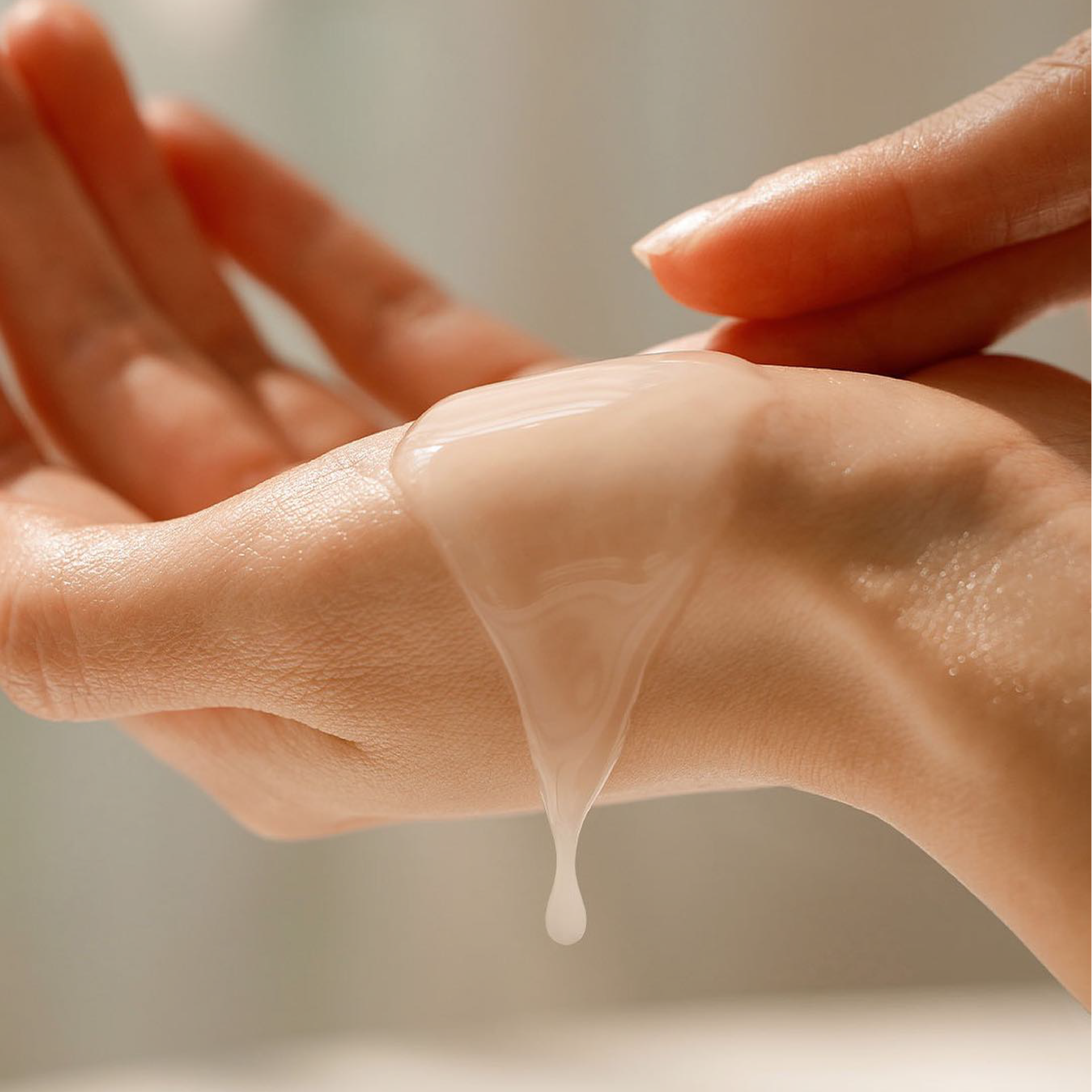 HANYUL Red Rice Moisturizing Elasticity Emulsion being applied on hand, showcasing smooth texture and skin hydration