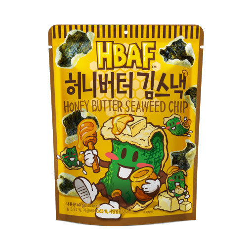 HBAF Seaweed Chips 40g packaging showing honey butter flavor and cartoon design