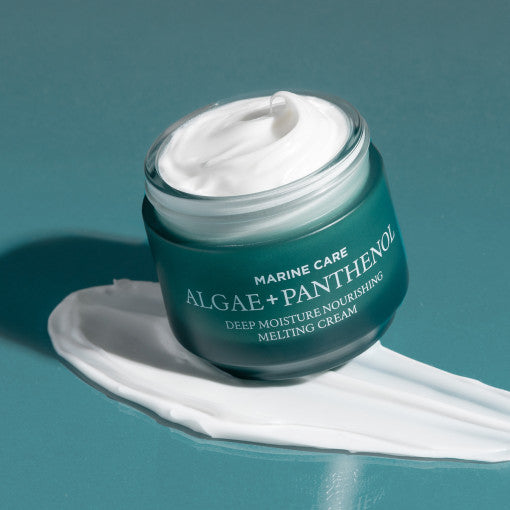 HEIMISH Marine Care Algae+Panthenol Deep Moisture Nourishing Melting Cream 55ml in an open jar with cream on surface
