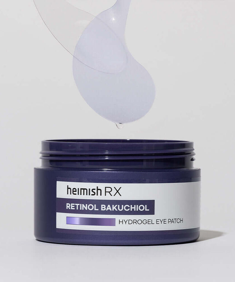 HEIMISH RX Retinol Bakuchiol Hydrogel Eye Patches 60 Sheets container with gel patch