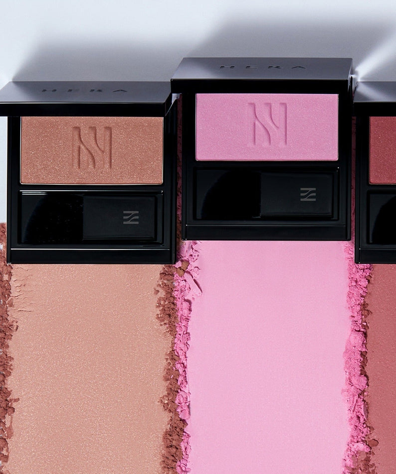 HERA Hera Blush 5.5g in three vibrant shades showcasing luxurious texture and color payoff, perfect for enhancing your makeup look.