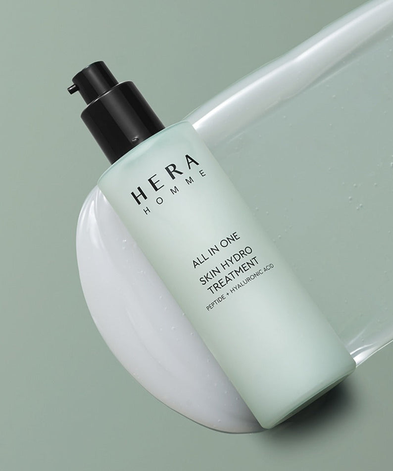 HERA Homme All-in-One Skin Hydro Treatment 150ml bottle product shot for Gentleman Korea, men’s Korean skincare