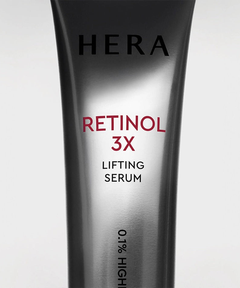 HERA Retinol 3X Lifting Serum 25ml bottle showcasing product label details.