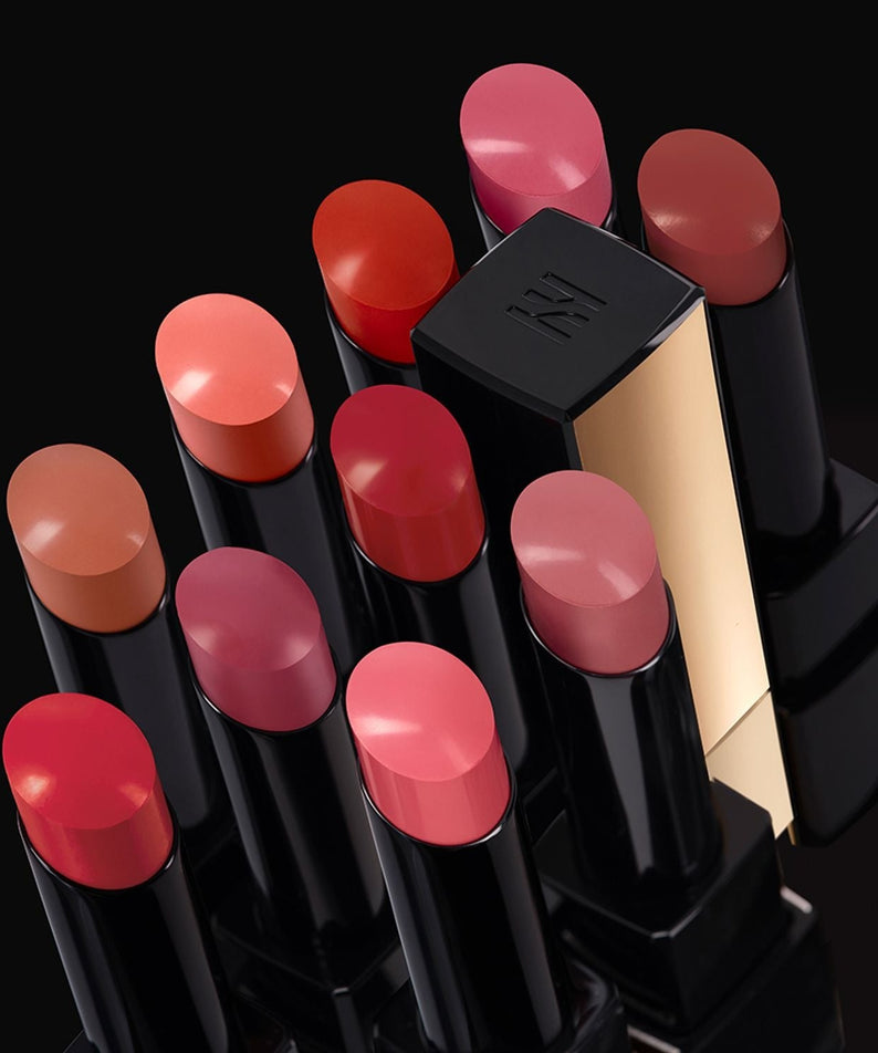HERA Rouge Clasyy 3.5g lipsticks in various shades displayed on a sleek black background.