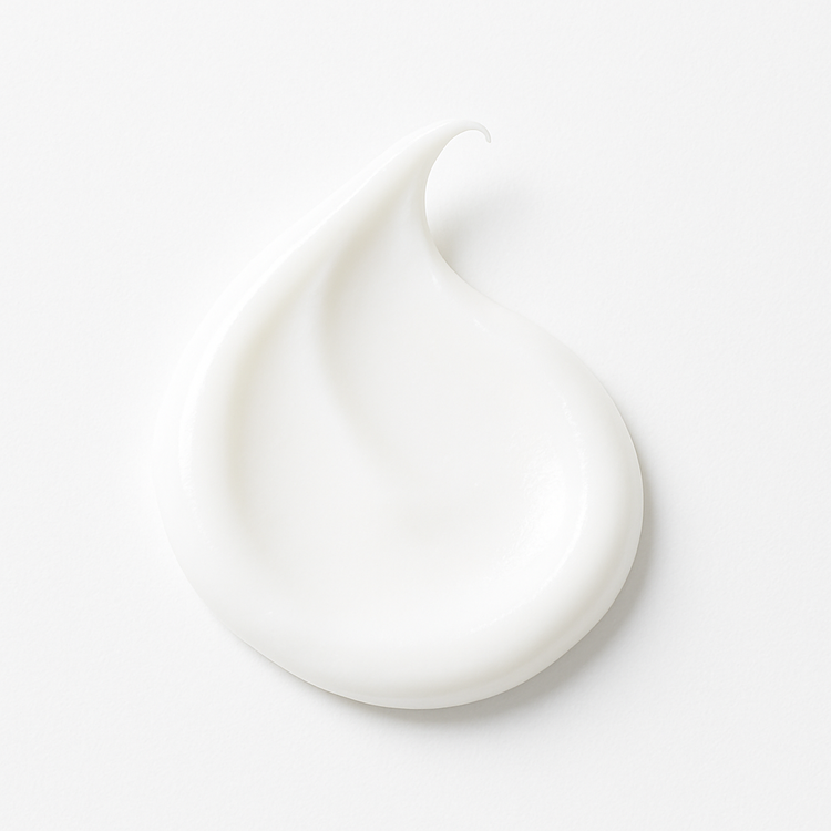Texture of HERBLOOM Wonder Glow Kombucha Vegan Tone Up Cream 50ml swirled on a white background
