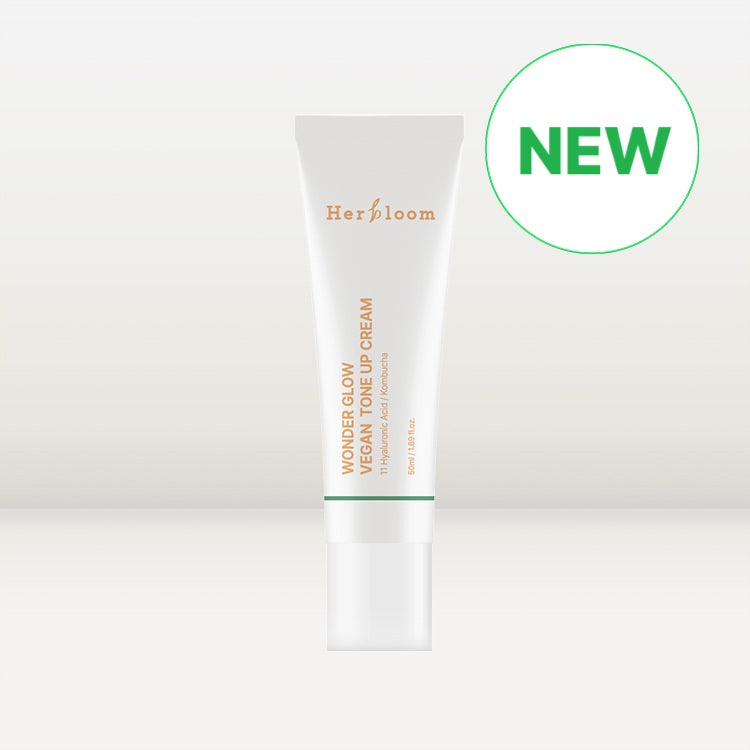 HERBLOOM Wonder Glow Kombucha Vegan Tone Up Cream 50ml in white tube with new product label