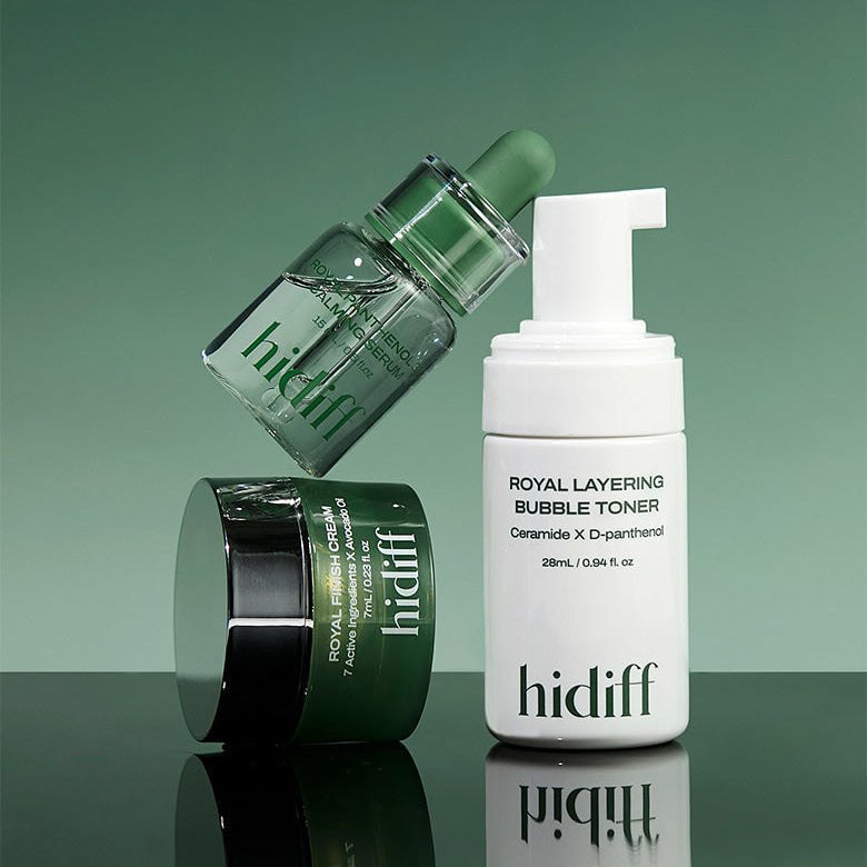 HIDIFF Sensitivity 7-day experience kit featuring skincare products with hydrating and toning benefits for sensitive skin.