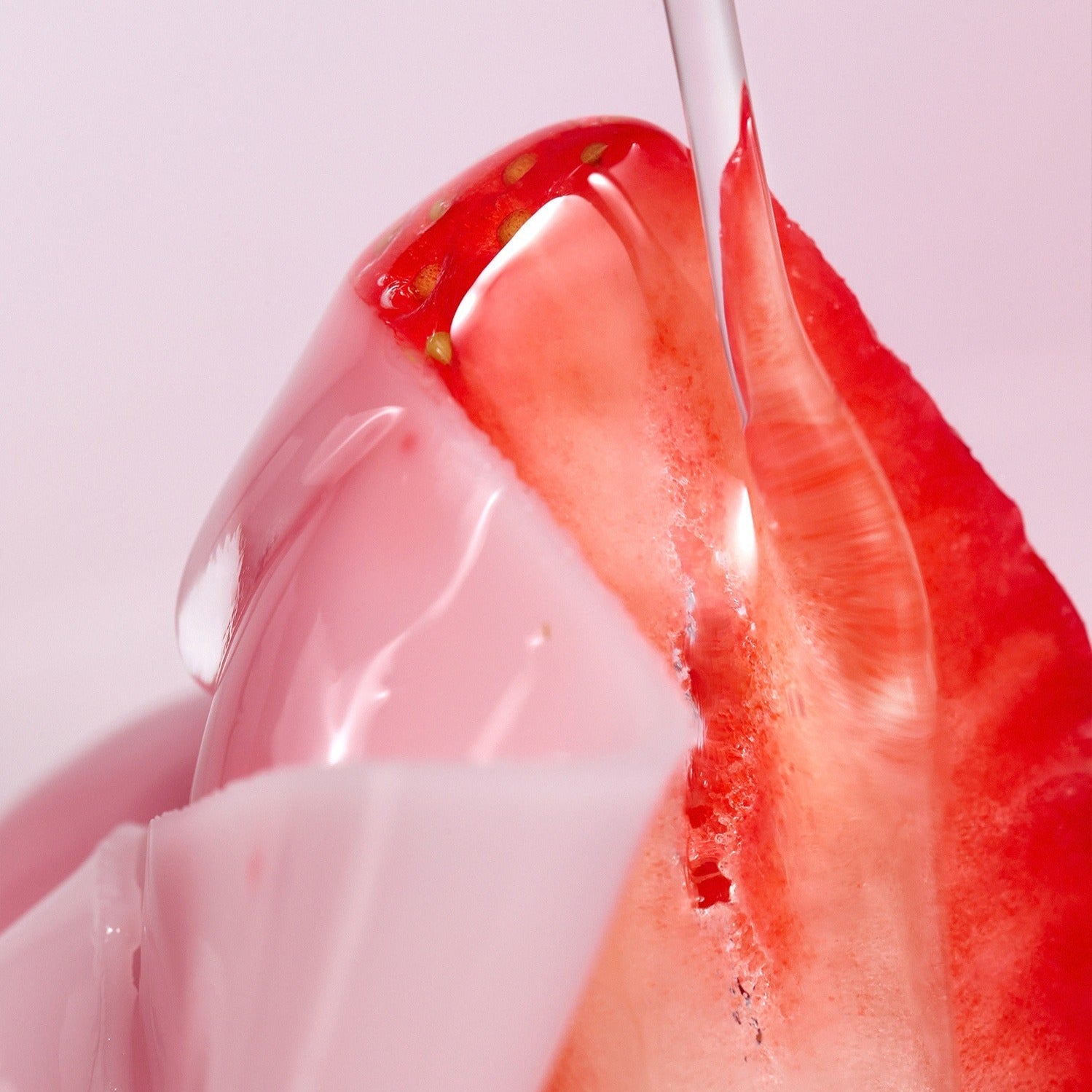 Close-up of HINCE Kingberry Vita Collagen Mask 37g with strawberry essence