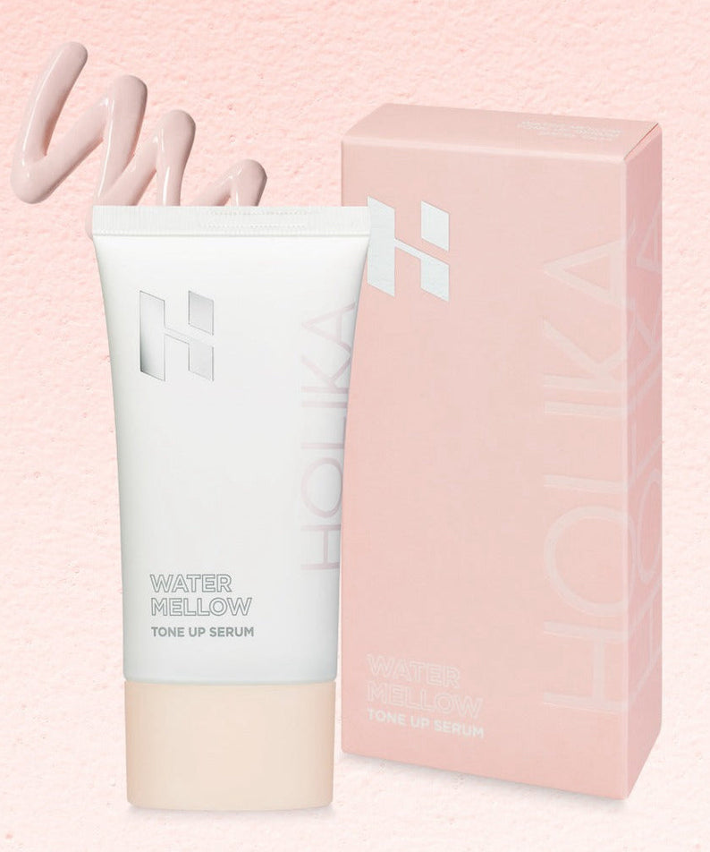 HOLIKA HOLIKA Watermelon Tone-Up Serum product image featuring packaging and texture swatch.