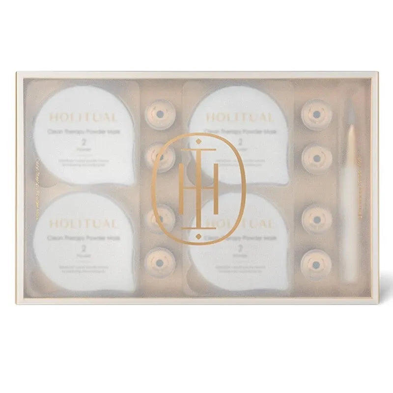 Box of HOLITUAL Clean Therapy Powder Mask showcasing skincare product packaging.