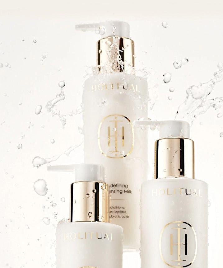 HOLITUAL Redefining acleansing Milk 200ml bottles with water splash