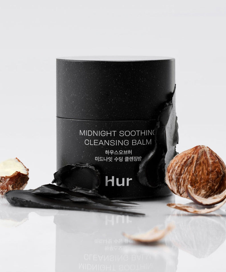 HOUSE OF HUR Midnight Soothing Cleansing Balm with black container and natural ingredients