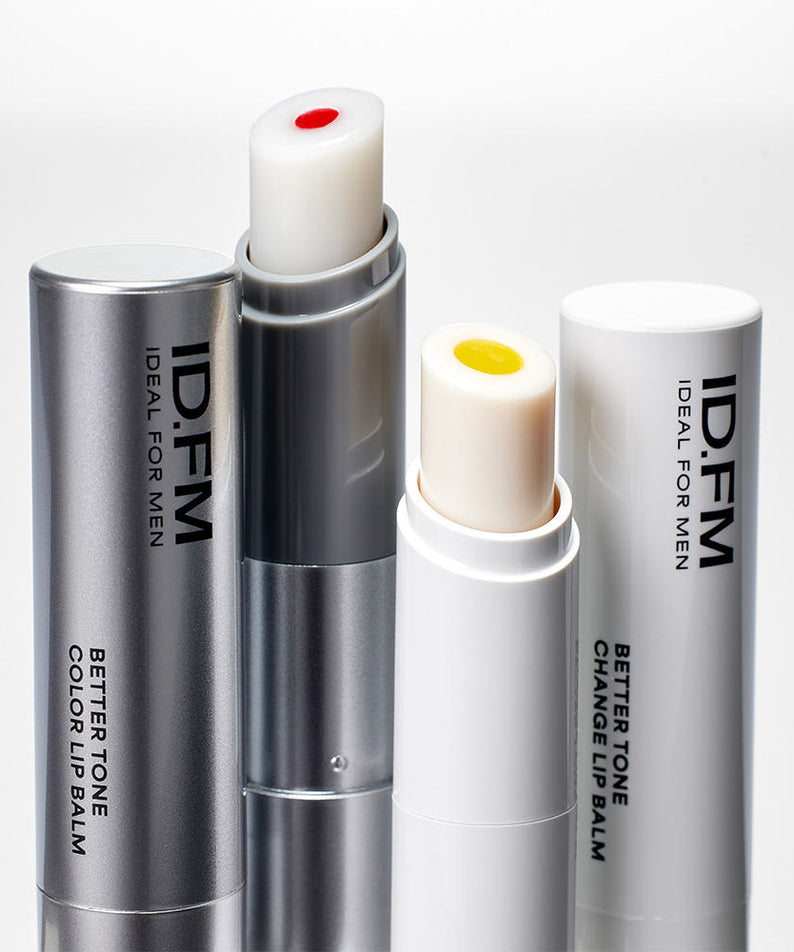 IDEAL FOR MEN Baretone Color Lip Balm 4g - Gentleman Korea product image showing two ID:FM lip balm tubes with colored cores