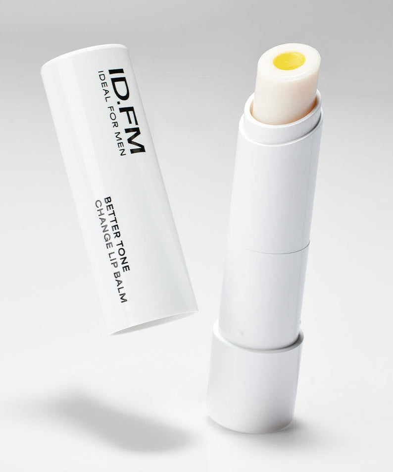 IDEAL FOR MEN Baretone Lip Balm 4g by Gentleman Korea — white stick lip balm with yellow core, men's skincare product for hydrated smooth lips