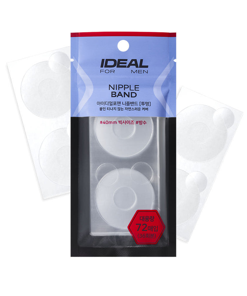 IDEAL FOR MEN Nipple Bands (Transparent) 72-Pack [36-Pack] clear nipple covers for men by Gentleman Korea, product packaging front view
