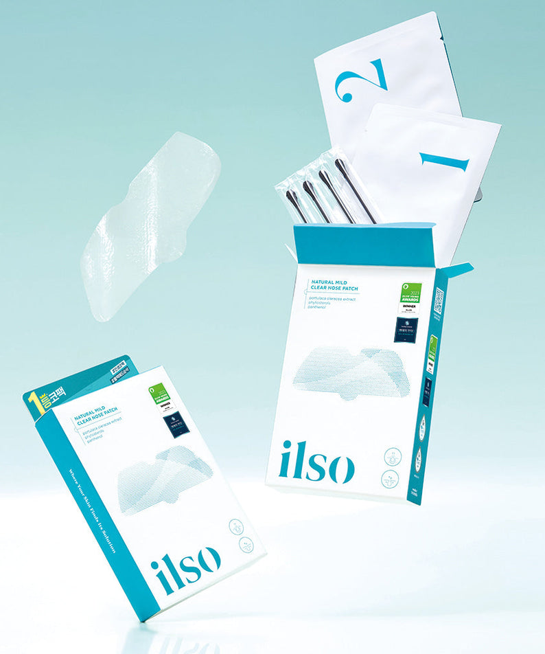 ILSO Natural Mild Clear Nose Pack box and contents displayed on light background