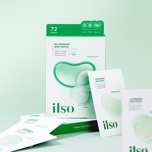 ILSO No Trouble Spot Patch packaging with 72 patches for skincare treatment.