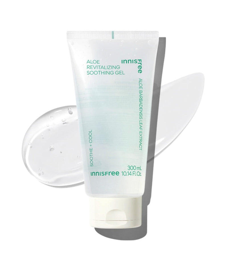 INNISFREE Aloe Revitalizing Soothing Gel 300ml with clear gel background