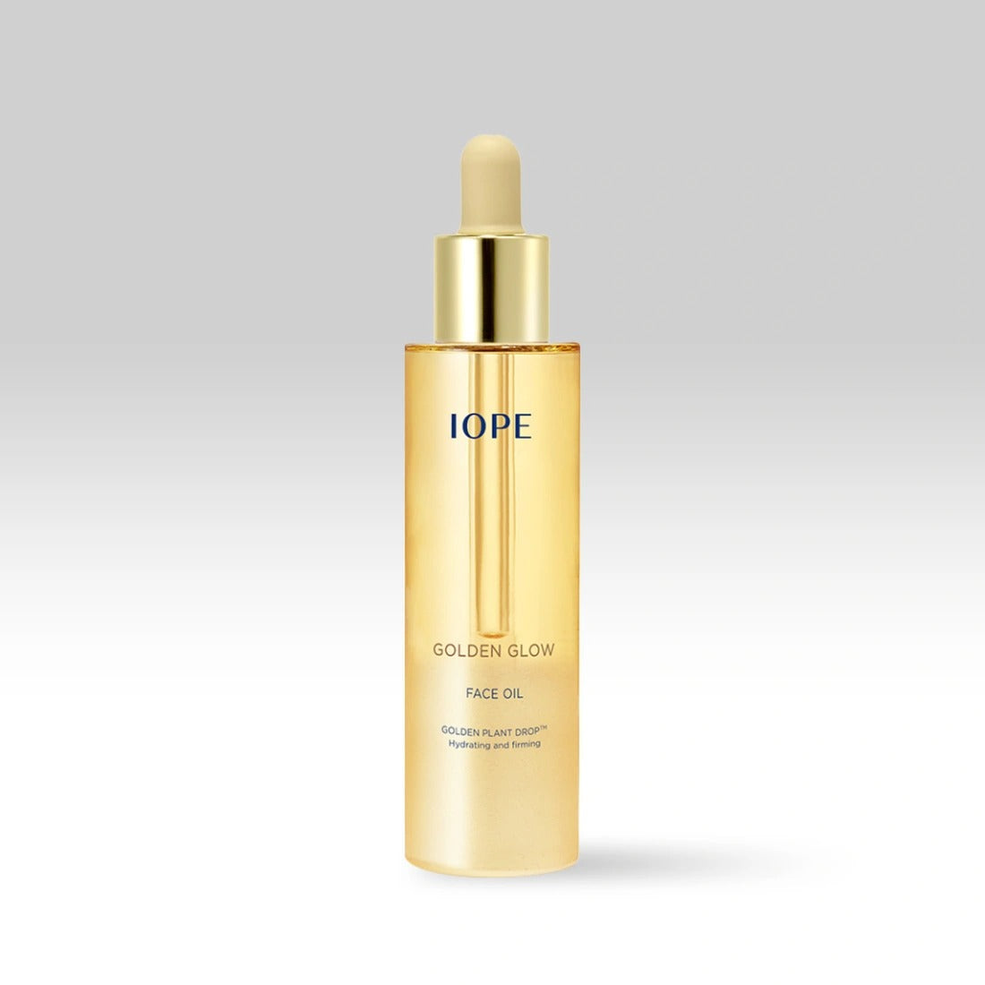 IOPE Golden Glow Face Oil 40ml bottle with dropper in white background, enhancing skin radiance and hydration.