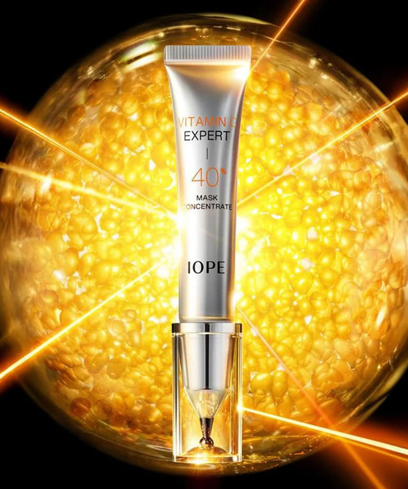 IOPE Vitamin C Expert 40% Mask Concentrate 15g product image with glowing background
