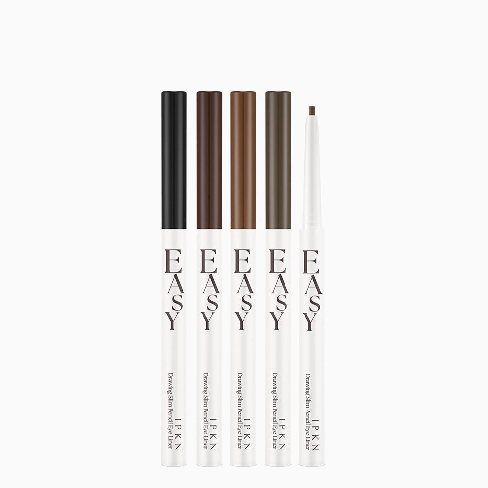Set of IPKN Easy Drawing Slim Pencil Eyeliner in multiple shades for precise application.