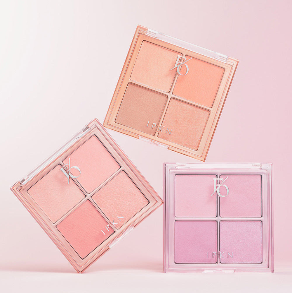 IPKN Flap One Cheek Palette in three shades, showcasing vibrant cheek colors.