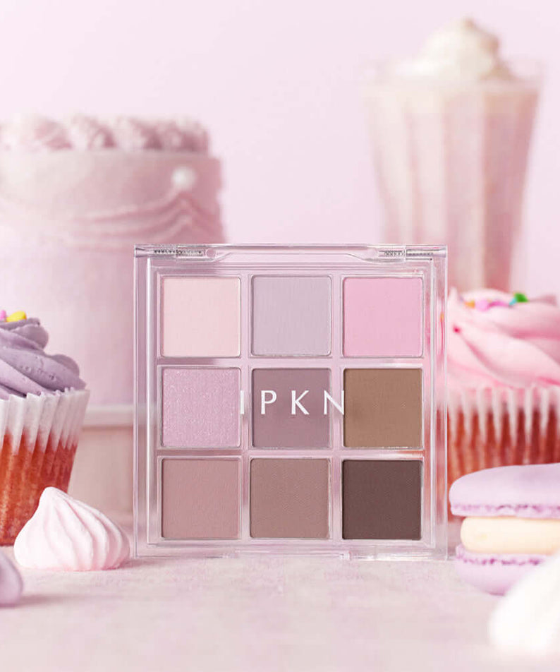 IPKN Personal Mood All Palette Cool Pressed 6.8g with pastel desserts in background