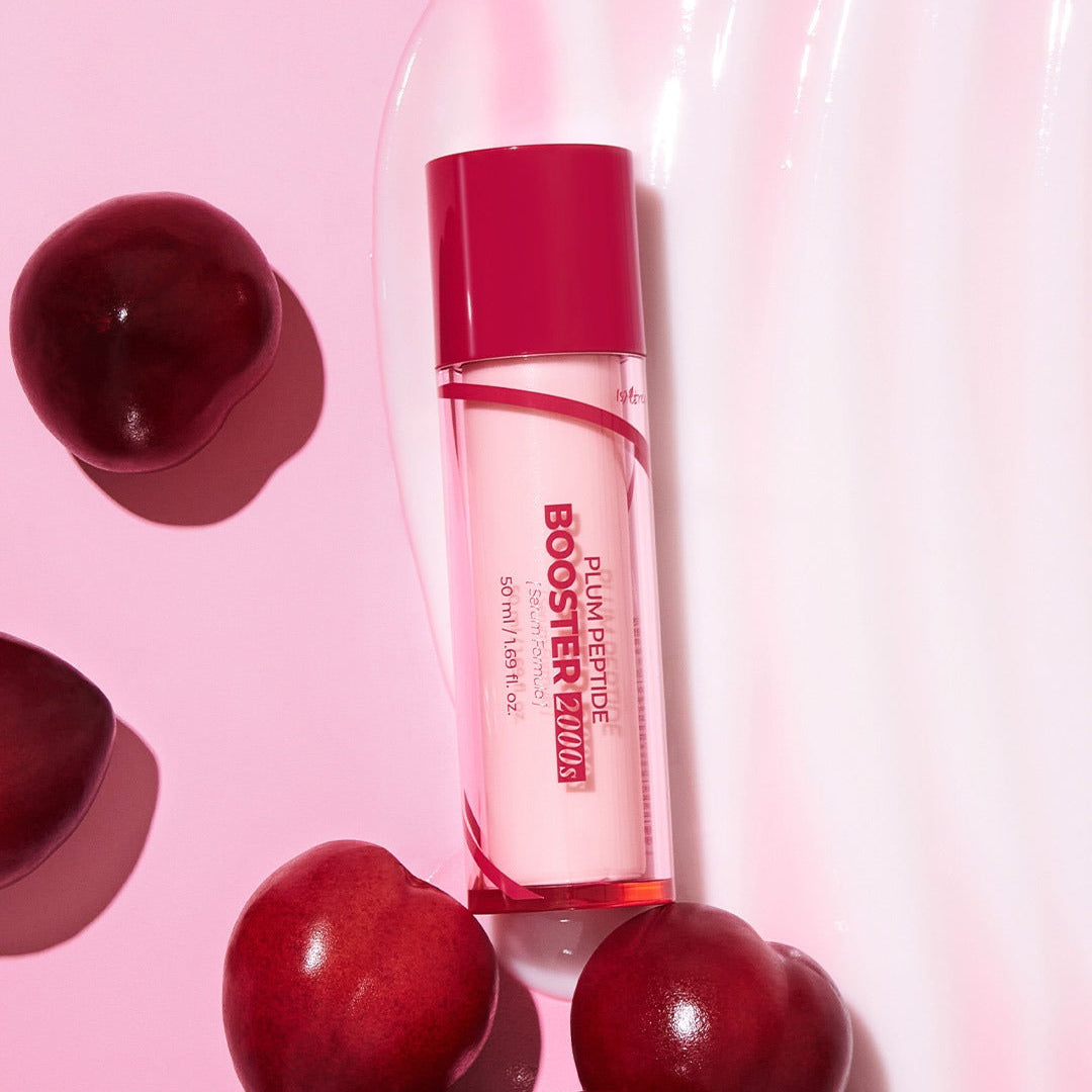 ISNTREE Plum Peptide Booster 2000s 50ml bottle with plum fruits