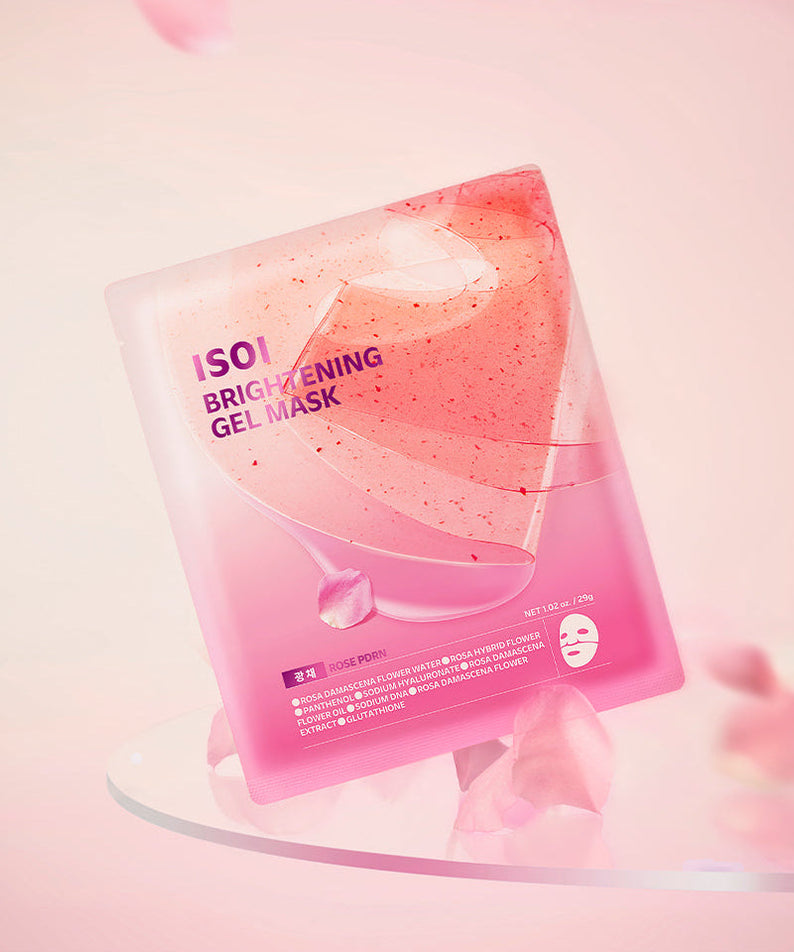 ISOI Brightening Gel Mask 29g 1 sheet 5 pieces product image on a pink background