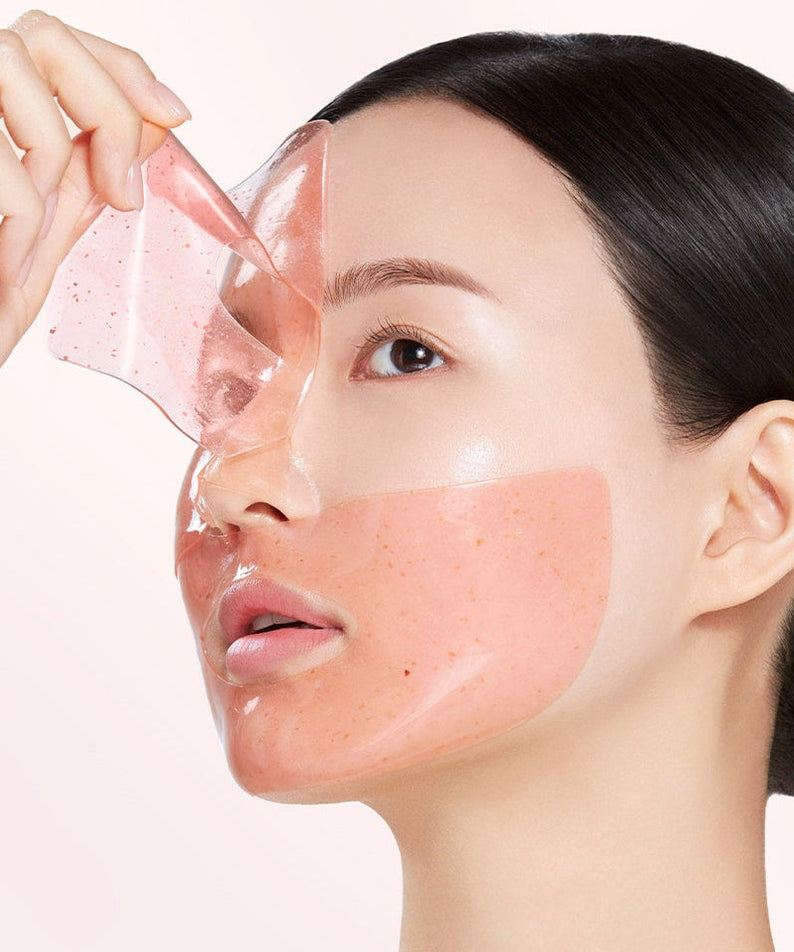 Woman applying ISOI Brightening Gel Mask 29g 1 sheet, 5 pieces for radiant skin