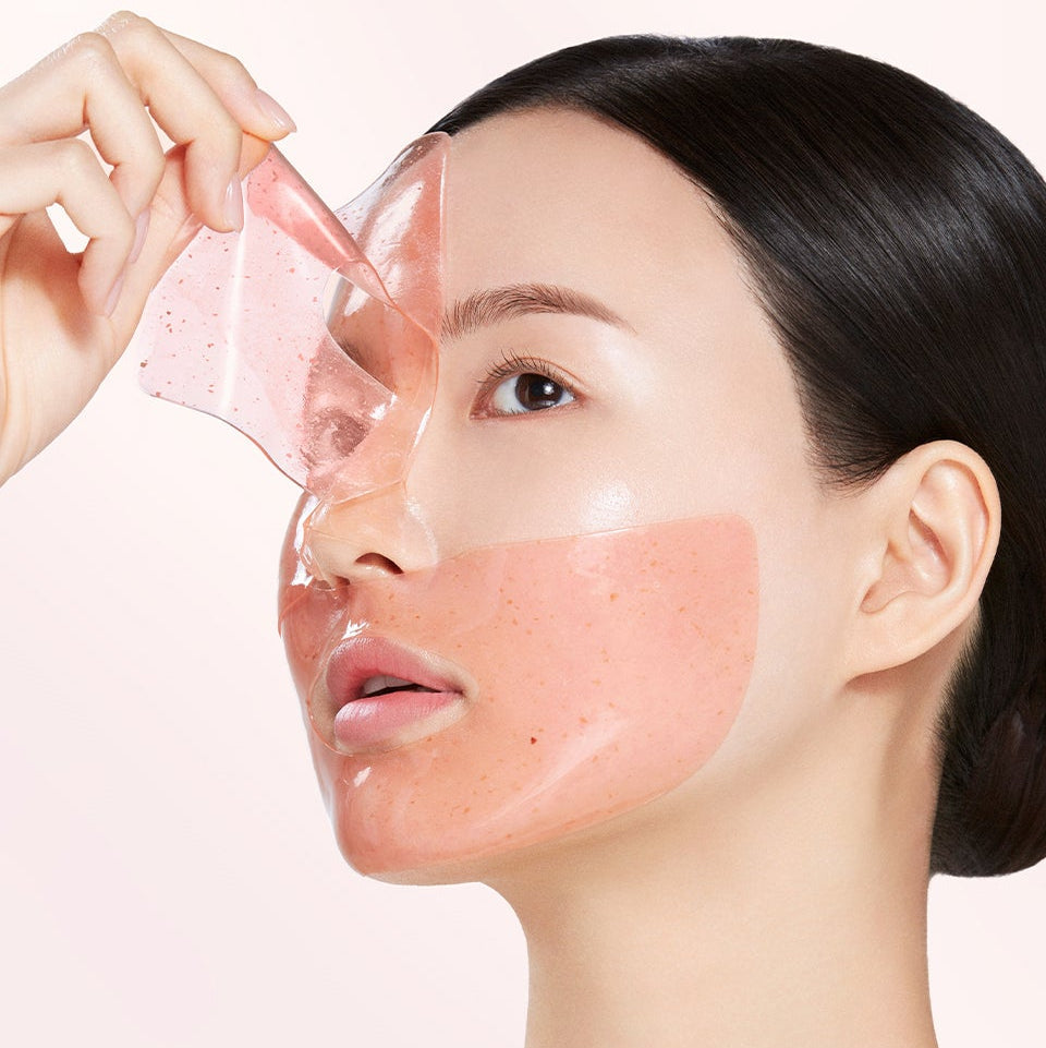 Woman applying ISOI Brightening Gel Mask 29g 1 sheet, 5 pieces for radiant skin