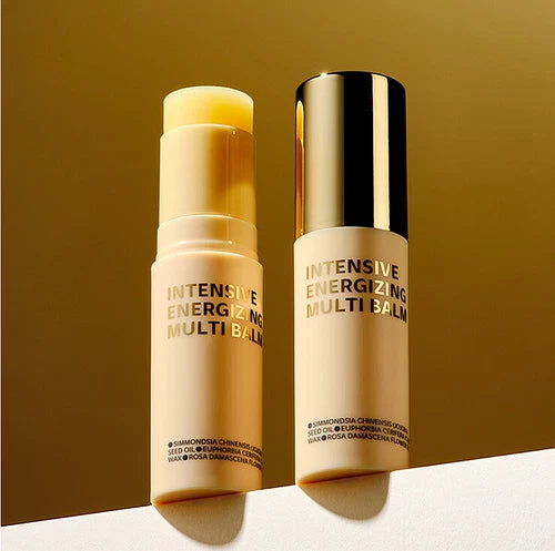 ISOI Intensive Energizing Multi-Balm 10g product packaging on display in warm lighting