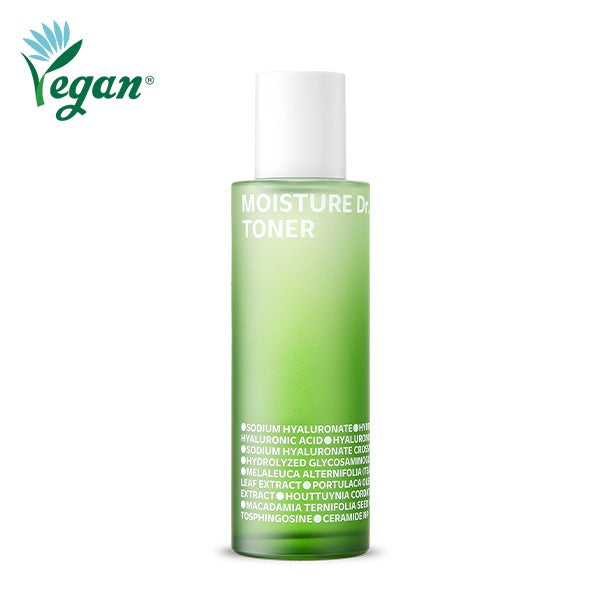 ISOI Moisture Doctor Toner 130ml vegan skincare product bottle with ingredient list.