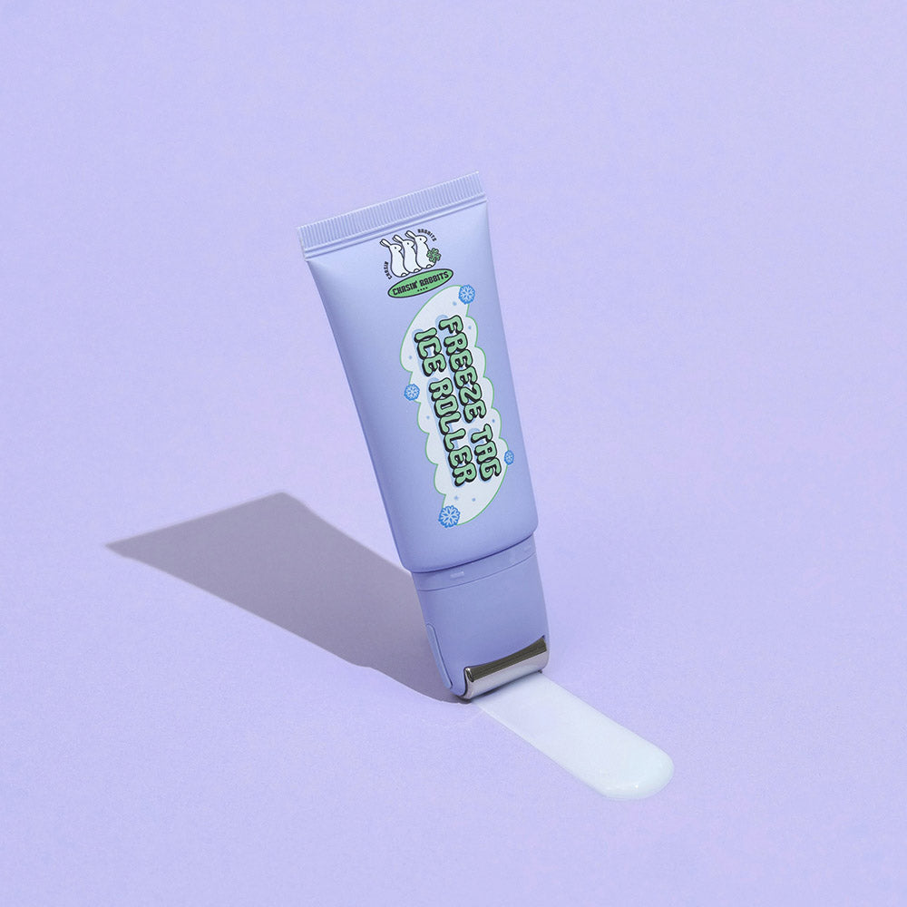 IT'S SKIN Freeze Tag Ice Roller with purple packaging on a matching background