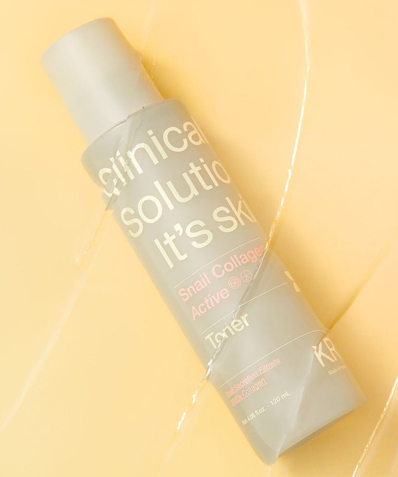 IT'S SKIN Snail Collagen Active Toner 120ml product bottle on yellow background