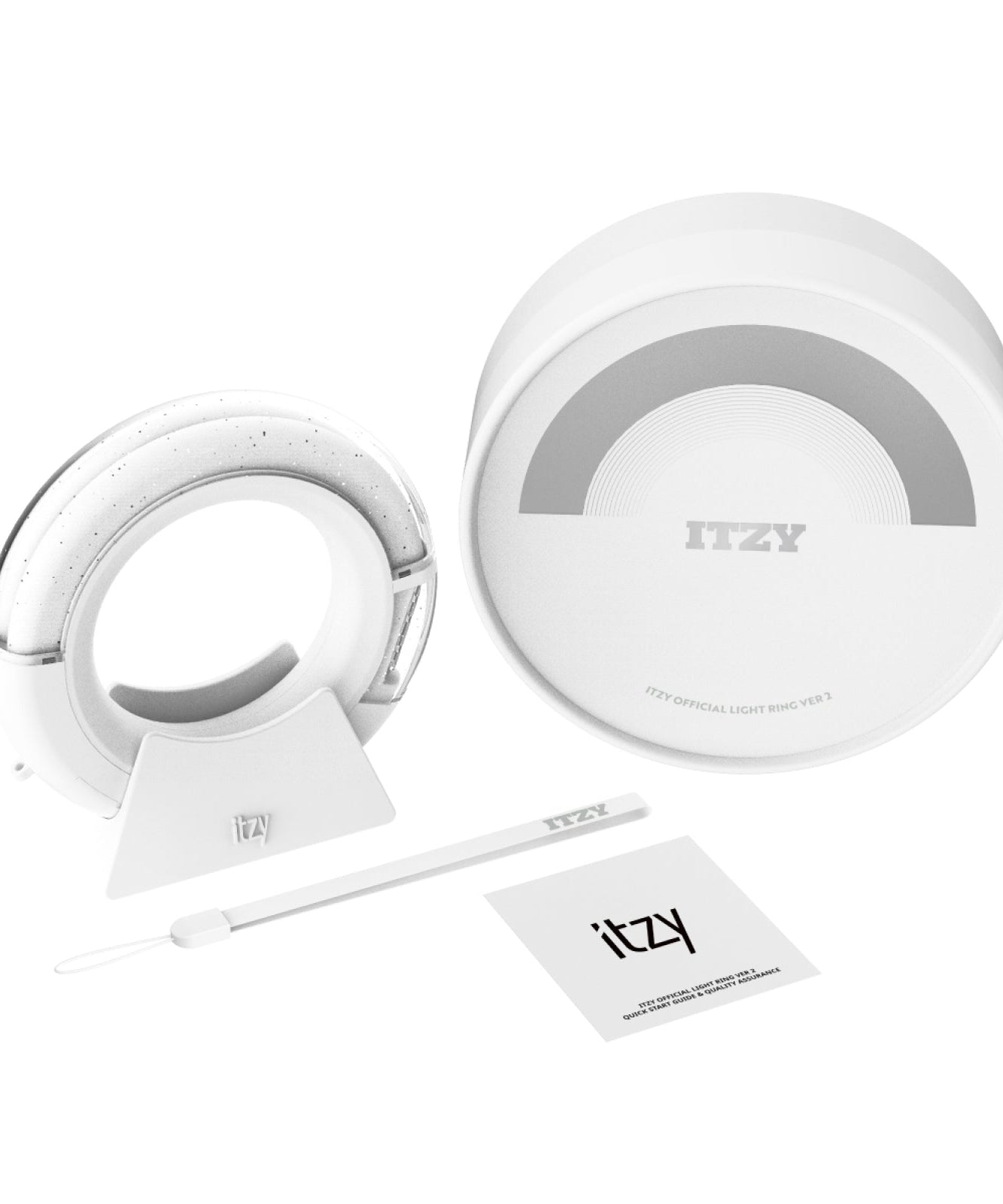 ITZY Official Light Ring ver 2 featuring the stylish light ring and its packaging. Perfect for fans and concerts.