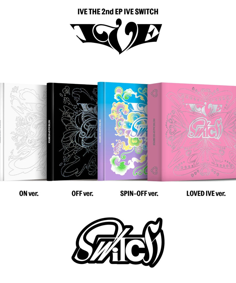 IVE The 2nd Ep Album Ive Switch (Random Ver.) featuring four album cover designs: ON ver., OFF ver., SPIN-OFF ver., and LOVED IVE ver.