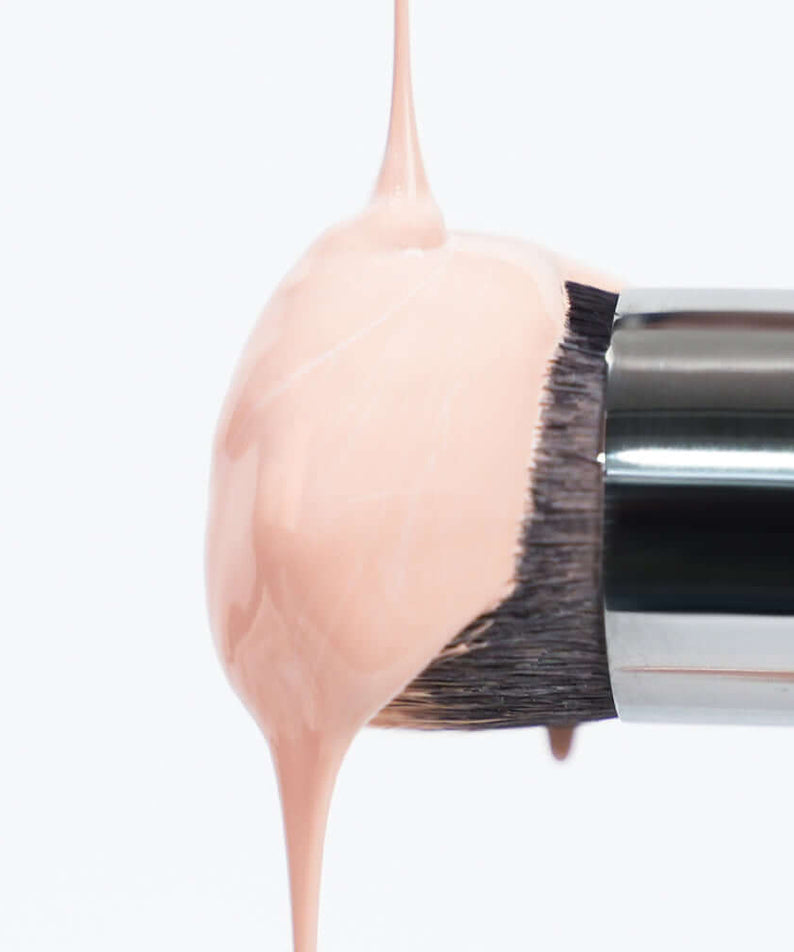 IVI MAD PEACH Soft Touch Makeup Brush applying foundation close-up