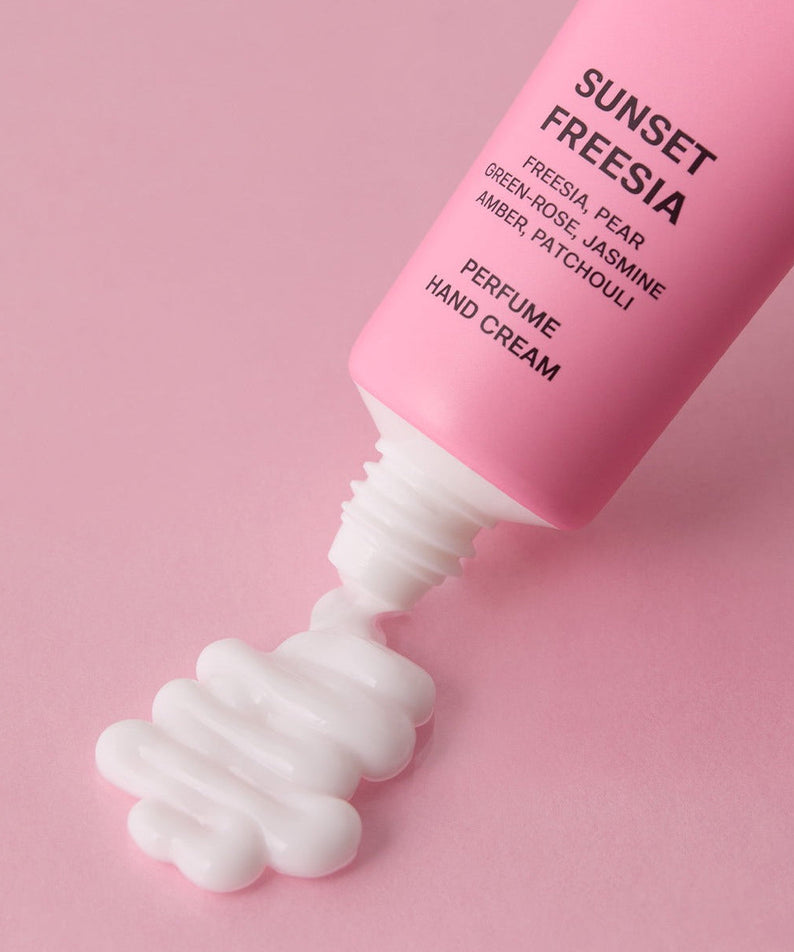 JULYME Perfume Shea Butter Hand Cream 30ml pink tube with white cream on pink background