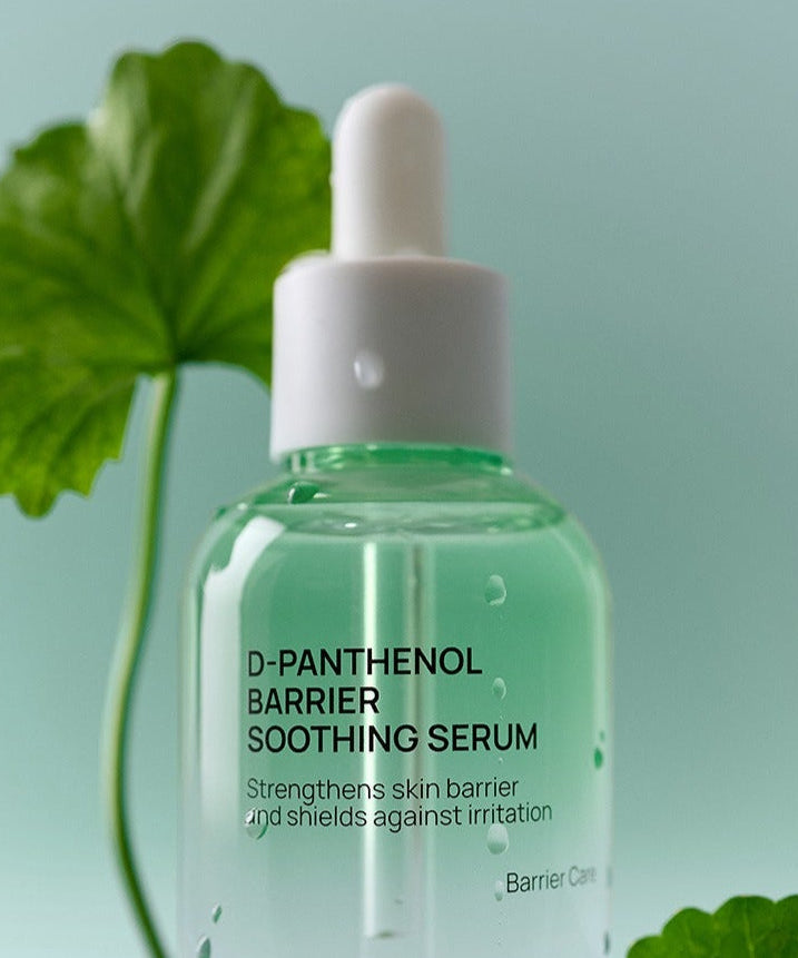 JUMISO D-Panthenol Barrier Soothing Serum 70ml bottle with natural leaves background