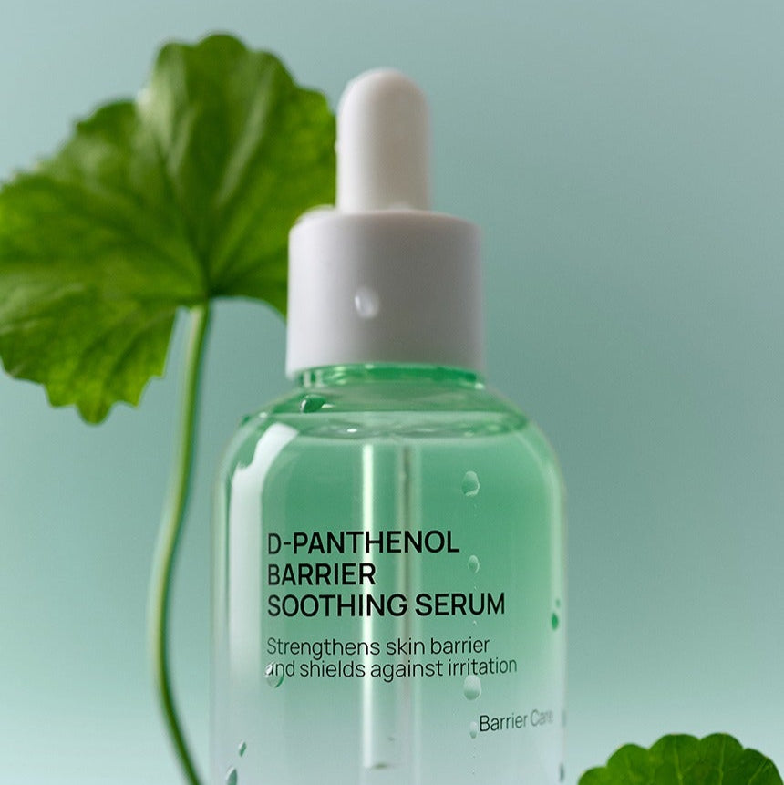 JUMISO D-Panthenol Barrier Soothing Serum 70ml bottle with natural leaves background