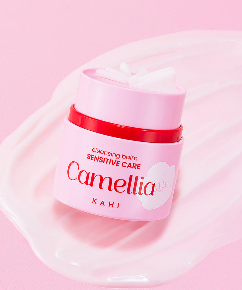 KAHI Cleansing Balm Sensitive Care 50ml in pink jar on a pink background