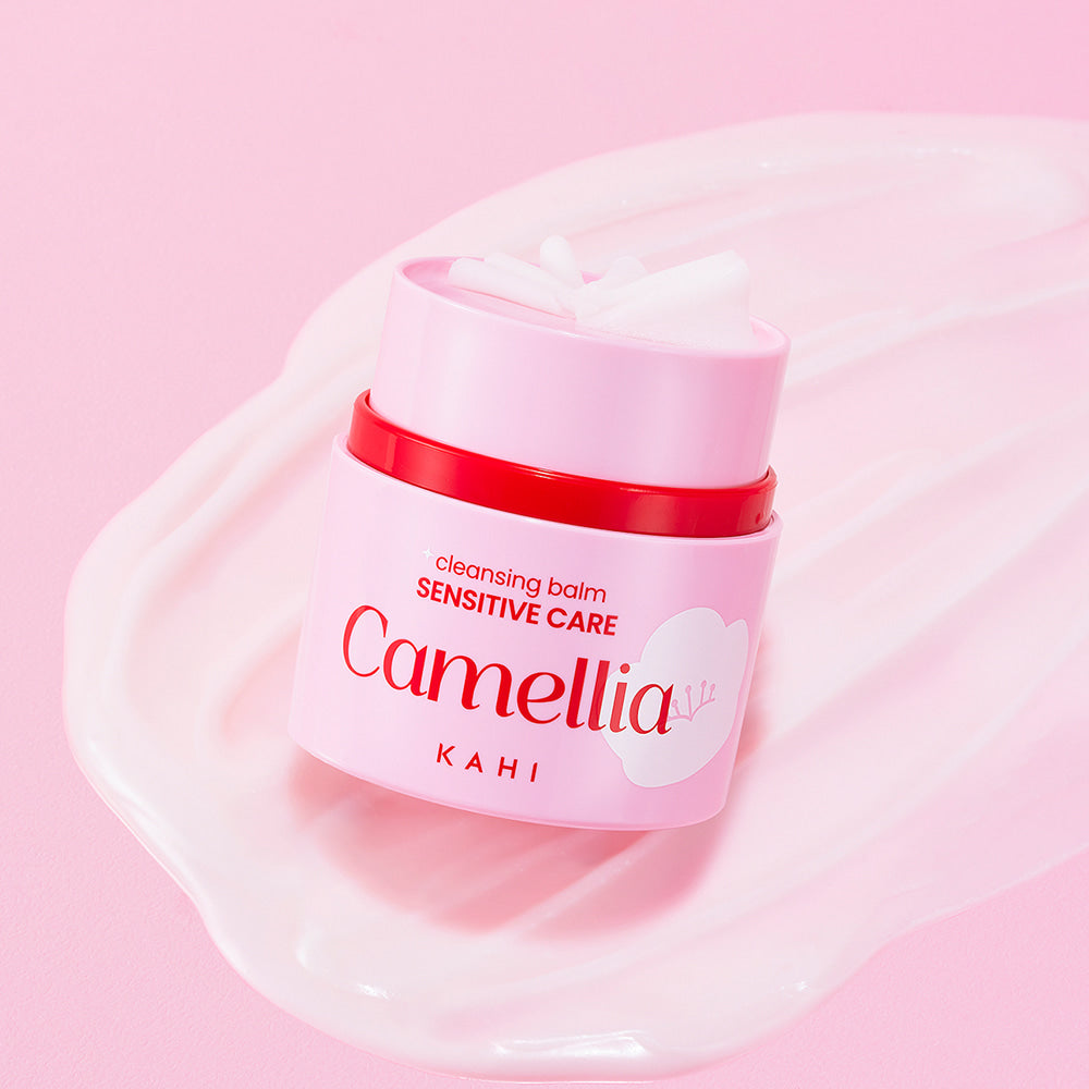 KAHI Cleansing Balm Sensitive Care 50ml in pink jar on a pink background